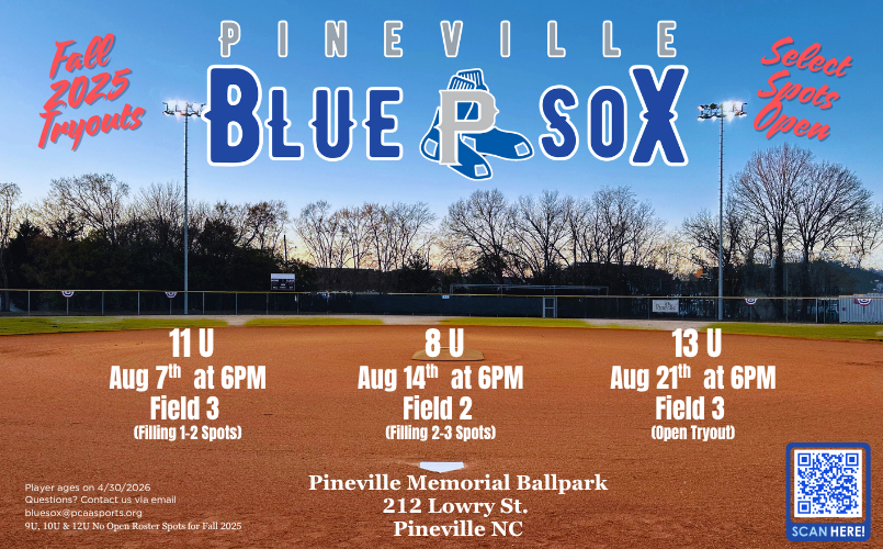8U, 11U & 13U Blue Sox Tryouts Fall 2025